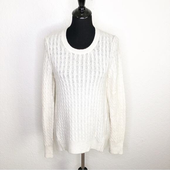 ATM cream gray cable knit wool mohair blend sweater size Small - Picture 1 of 14